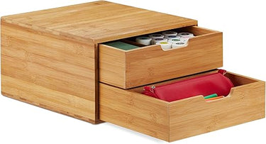 Relaxdays Organizador de escritorio, Bambú, Organizador de cajones, Natural, Marrón, 18 x 30 x 31 cm